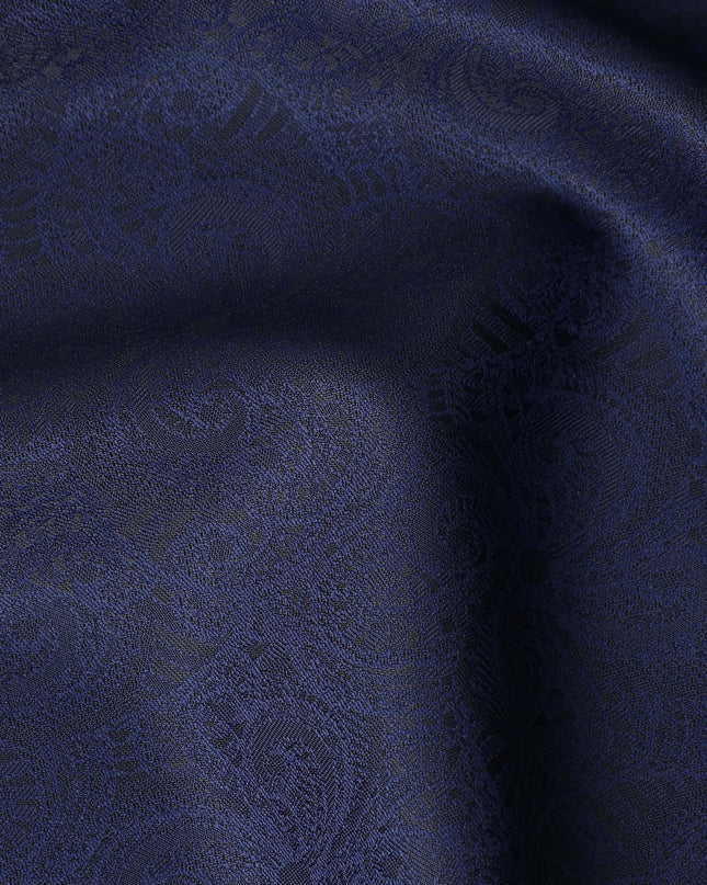 Deep Navy Blue Premium Italian Blended Wool Jacquard Jacketing Fabric 3.50 Mtrs Length 150 Cms Width Smooth Soft Luxurious Durable Wrinkle Resistant Material for Blazers Jackets-D28615 - Regal Fabrics