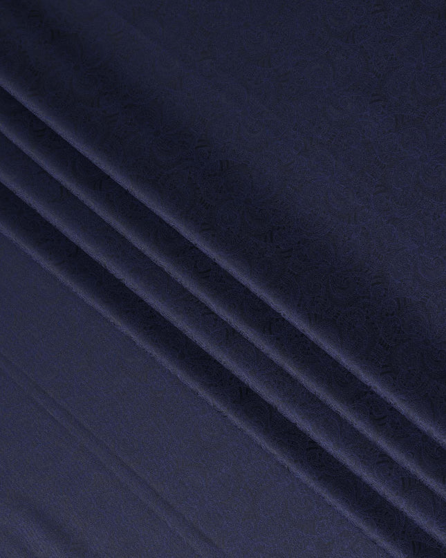 Deep Navy Blue Premium Italian Blended Wool Jacquard Jacketing Fabric 3.50 Mtrs Length 150 Cms Width Smooth Soft Luxurious Durable Wrinkle Resistant Material for Blazers Jackets-D28615 - Regal Fabrics