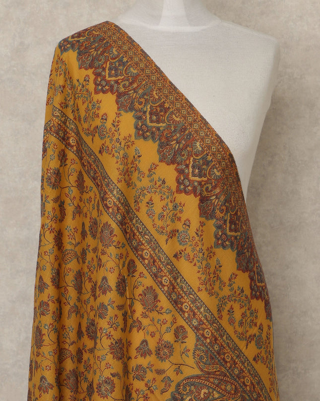 Mustard Yellow Printed Premium Kashmiri Pashmina Shawl 225X80 CMS Width, India-D26998