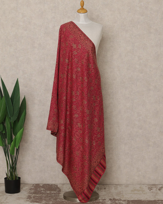 Deep Red Printed Premium Kashmiri Pashmina Shawl 225X80 CMS Width, India-D27004