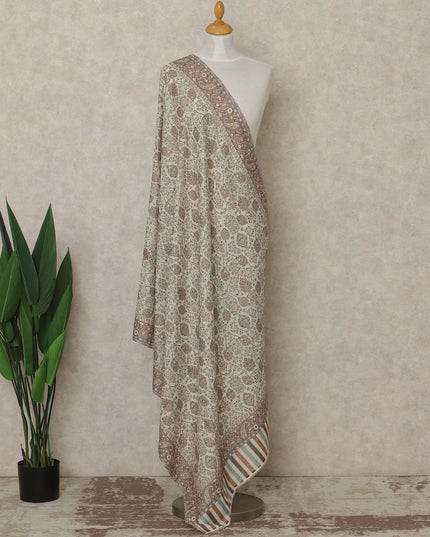 Beige Printed Premium Kashmiri Pashmina Shawl 225X80 CMS Width, India-D26996 - Regal Fabrics