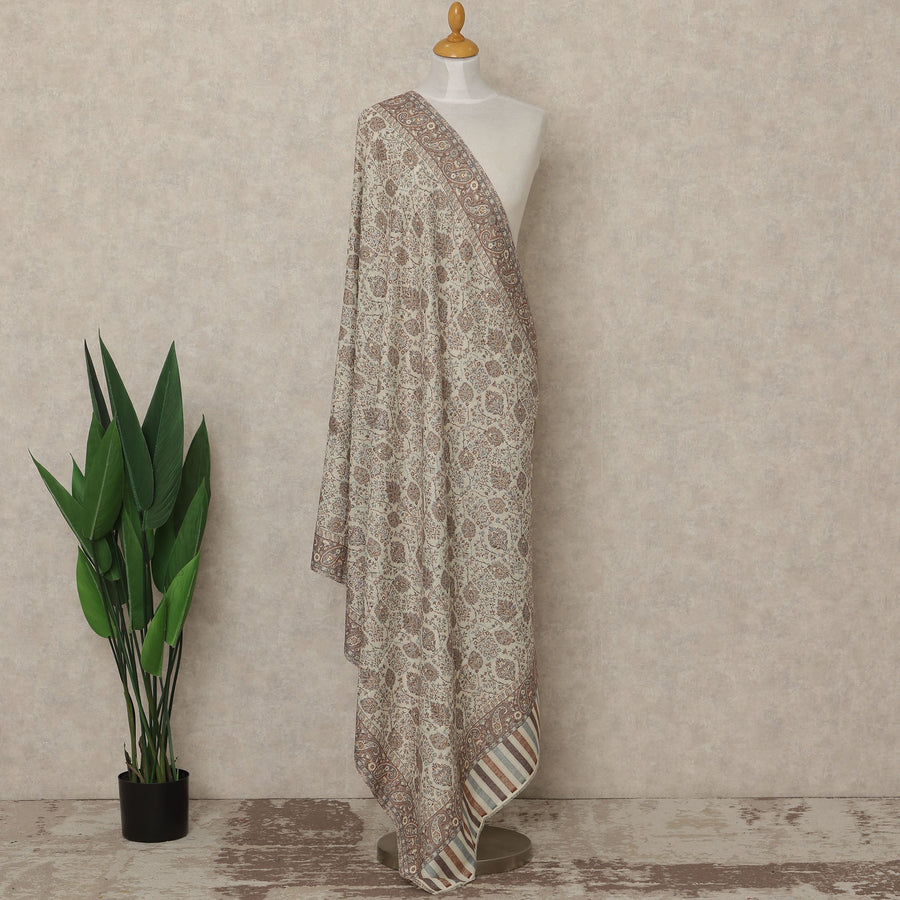 Beige Printed Premium Kashmiri Pashmina Shawl 225X80 CMS Width, India-D26996 - Regal Fabrics
