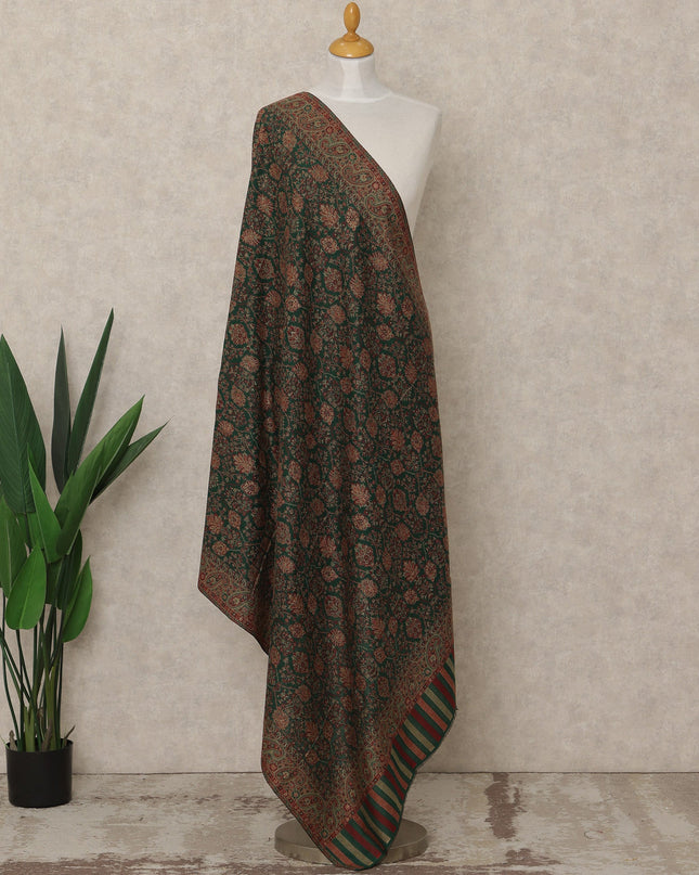Forest Green Printed Premium Kashmiri Pashmina Shawl 225X110 Cms, Made in India-D27104