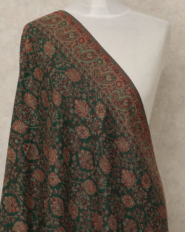 Forest Green Printed Premium Kashmiri Pashmina Shawl 225X110 Cms, Made in India-D27104