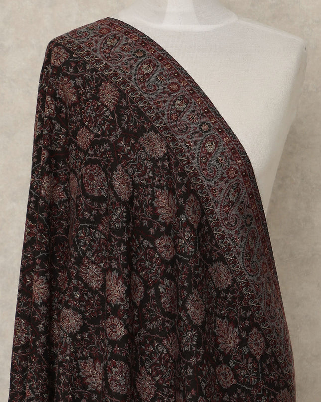 Antique Black Brown Printed Premium Kashmiri Pashmina Shawl 225X110 Cms, Made in India-D27102