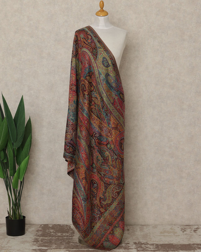 Multicolor Paisley Premium Kashmiri Pashmina Shawl 225X80 CMS Width, India-D26987 - Regal Fabrics
