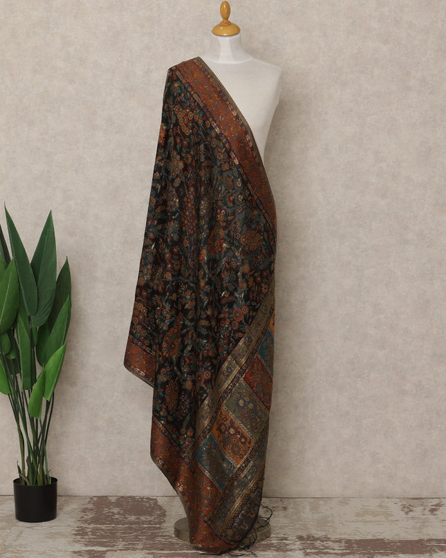 Dark Teal & Rust Premium Kashmiri Pashmina Shawl 225X80 CMS Width, India-D26986