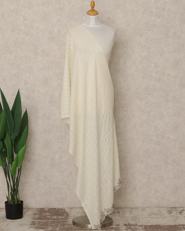 Ivory White Premium Blended Wool Dupatta 225X80 CMS Width, India-D26983