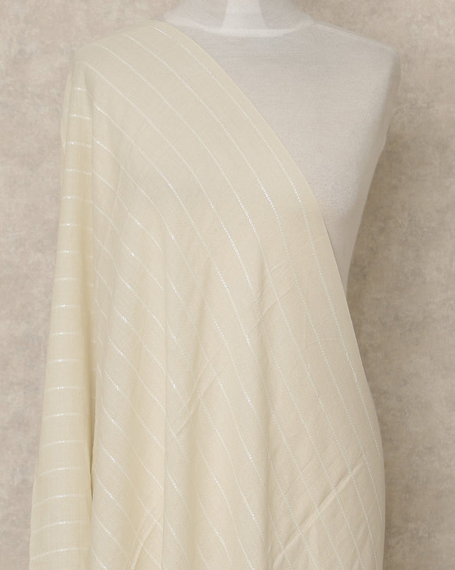 Ivory White Premium Blended Wool Dupatta 225X80 CMS Width, India-D26983
