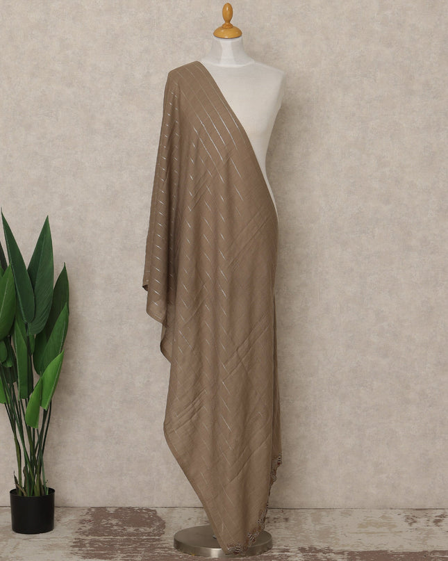 Taupe Brown Premium Blended Wool Dupatta 225X80 CMS Width, India-D26984