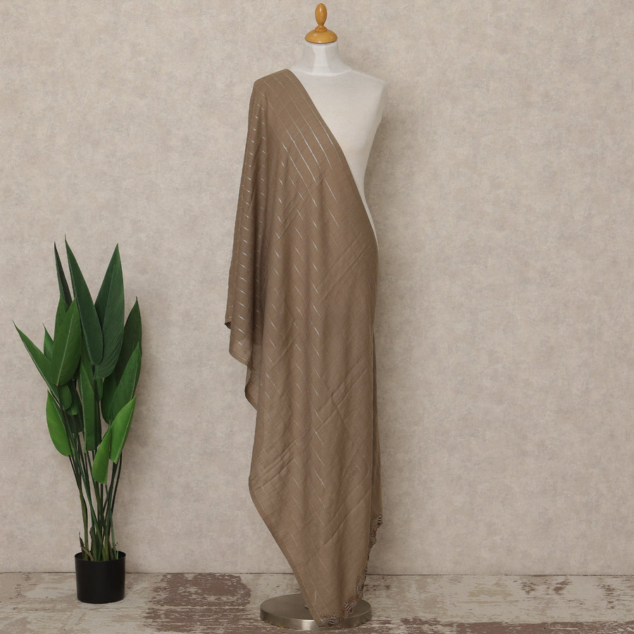 Taupe Brown Premium Blended Wool Dupatta 225X80 CMS Width, India-D26984