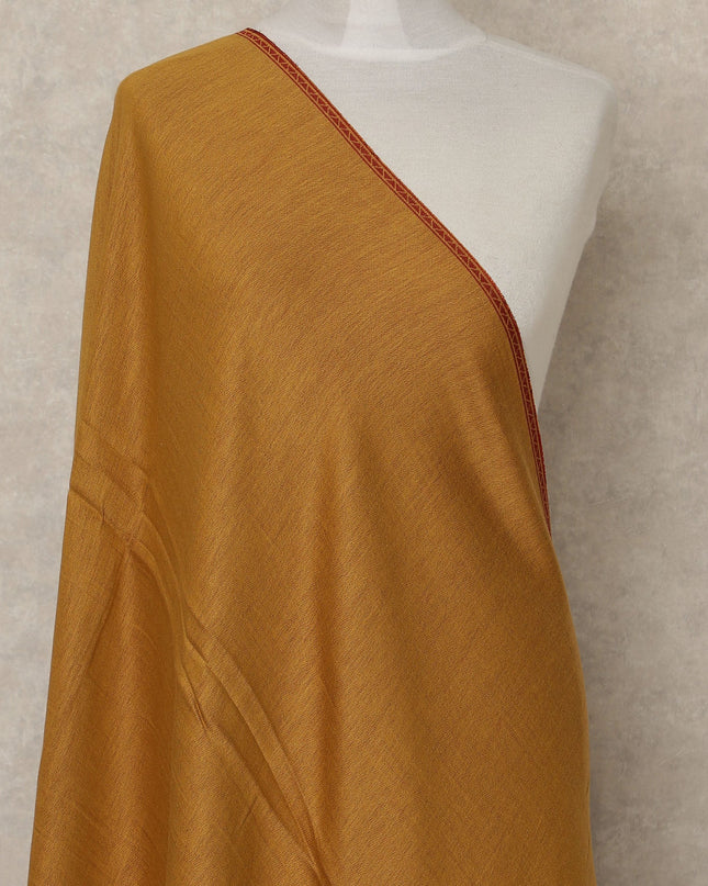 Mustard Red Border Premium Kashmiri Pashmina Shawl 225X80 CMS Width, India-D26992