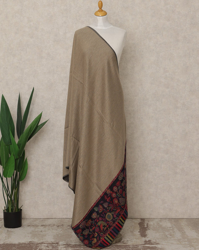 Taupe Beige Solid Premium Kashmiri Pashmina Shawl 225X110 Cms, Made in India-D27106