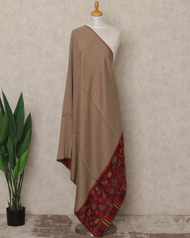 Beige Premium Kashmiri Pashmina Shawl 225X80 CMS Width, India-D27005
