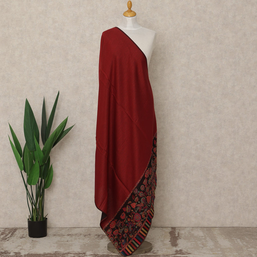 Deep Red Solid Premium Kashmiri Pashmina Shawl 225X110 Cms, Made in India-D27099
