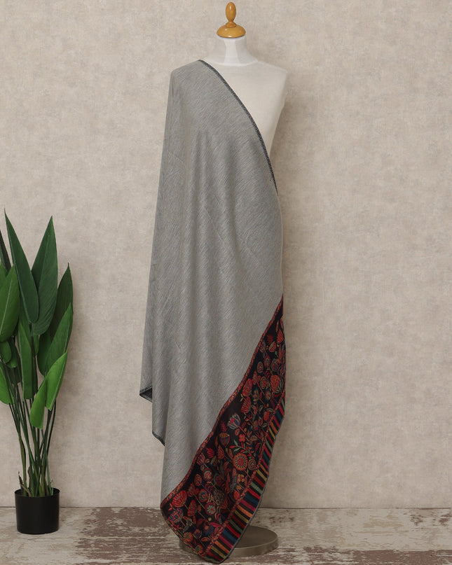 Ash Grey Solid Premium Kashmiri Pashmina Shawl 225X110 Cms, Made in India-D27098