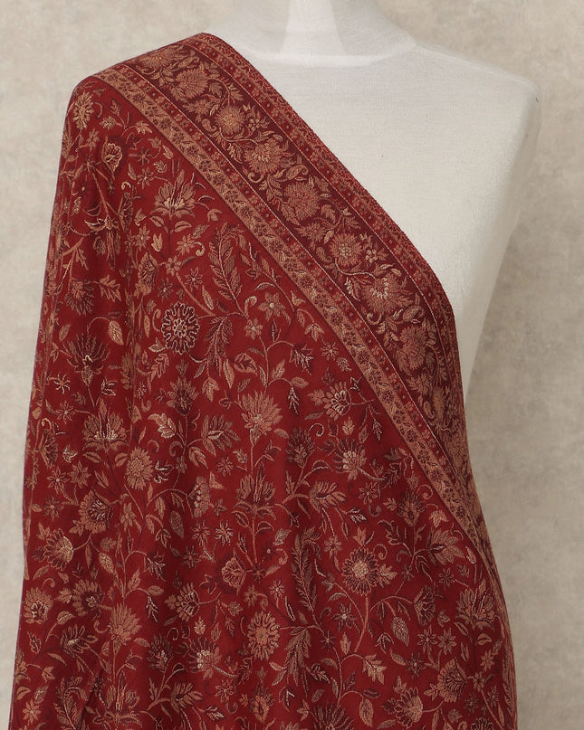 Crimson Red Printed Premium Kashmiri Pashmina Shawl 225X110 Cms, Made in India-D27109