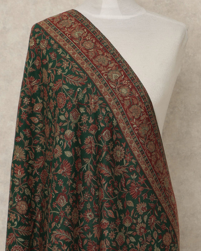 Dark Green Printed Premium Kashmiri Pashmina Shawl 225X110 Cms, Made in India-D27114