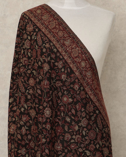 Black Maroon Printed Premium Kashmiri Pashmina Shawl 225X110 Cms, Made in India-D27111 Regal Fabrics