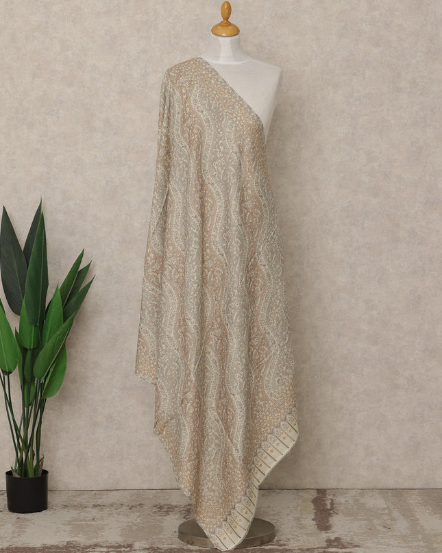 Light Ivory Beige Printed Premium Kashmiri Pashmina Shawl 225X110 Cms, Made in India-D27112