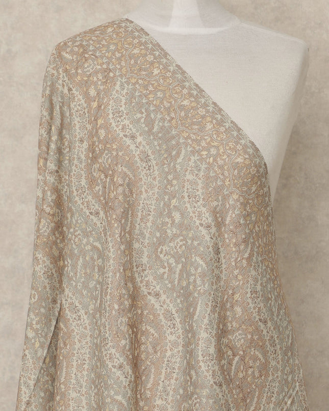 Light Ivory Beige Printed Premium Kashmiri Pashmina Shawl 225X110 Cms, Made in India-D27112