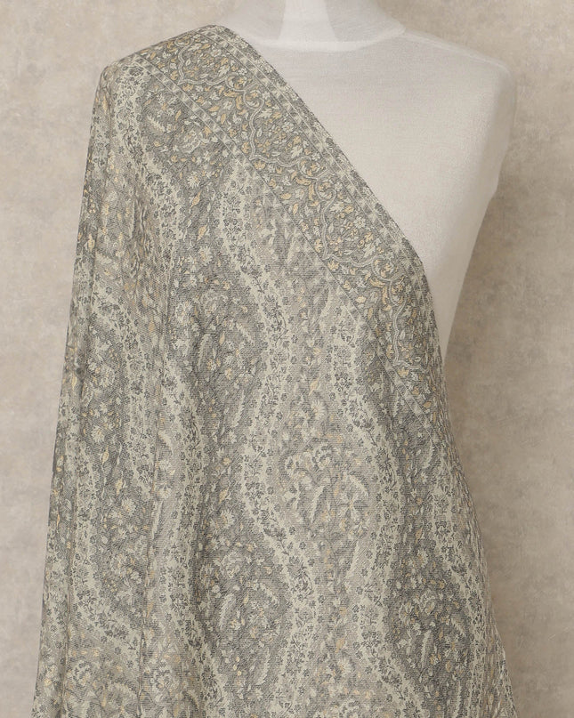 Silver Grey Printed Premium Kashmiri Pashmina Shawl 225X80 CMS Width, India-D27001