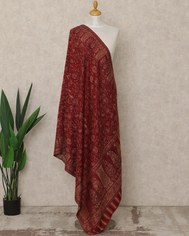 Ruby Red Printed Premium Kashmiri Pashmina Shawl 225X110 Cms, Made in India-D27110 Regal Fabrics