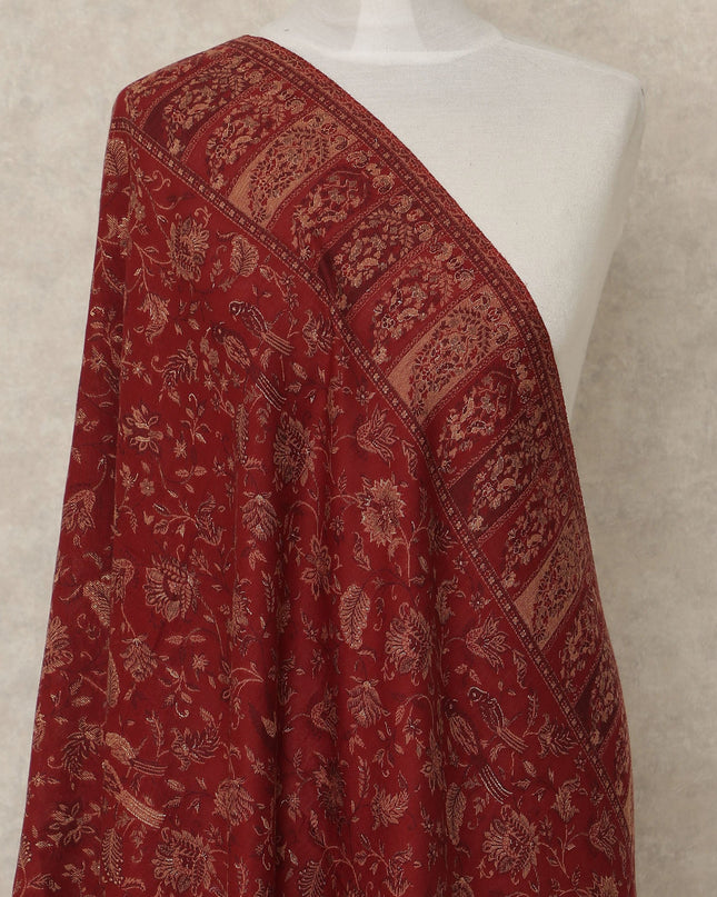 Ruby Red Printed Premium Kashmiri Pashmina Shawl 225X110 Cms, Made in India-D27110 Regal Fabrics