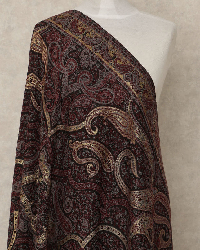 Wine Maroon Paisley Printed Premium Kashmiri Pashmina Shawl 225X110 Cms, Made in India-D27103 Regal Fabrics