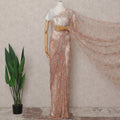 Peach Coral French Chantilly Lace Saree 5.5m