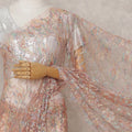 Peach Coral French Chantilly Lace Saree 5.5m
