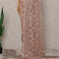 Peach Coral French Chantilly Lace Saree 5.5m