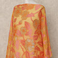 Mustard Peach Premium Fransawi Traditional Somali Silk Chiffon Dirac Fabric with metallic lurex 3.5 MtrsX140 Cms, France-D27117 Regal Fabrics