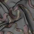 Black Premium Pure French Silk Chiffon Fabric With Metallic Bow Woven Design 110 Cms Width From France-D27238 - Regal Fabrics