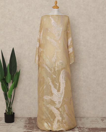 Beige Gold Abstract Fransawi Silk Chiffon Dirac Lurex