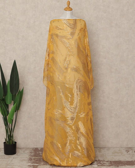 Yellow Abstract Fransawi Silk Chiffon Dirac Lurex