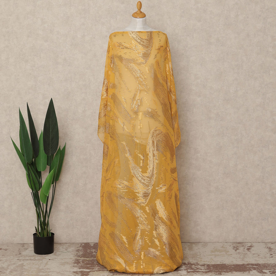 Yellow Abstract Fransawi Silk Chiffon Dirac Lurex