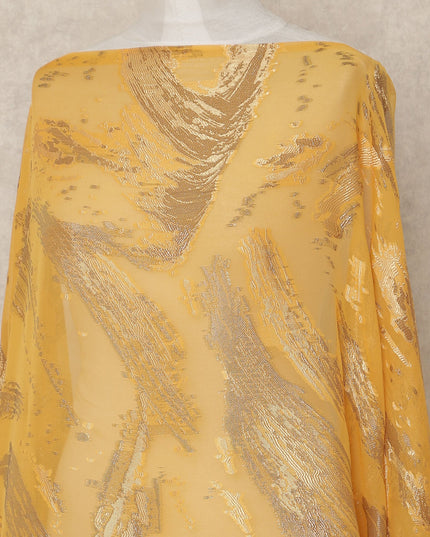 Yellow Abstract Fransawi Silk Chiffon Dirac Lurex