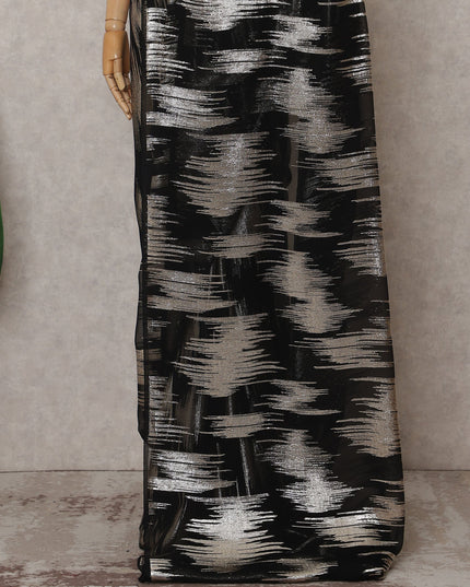 Jet Black Silk Chiffon Saree - D31602