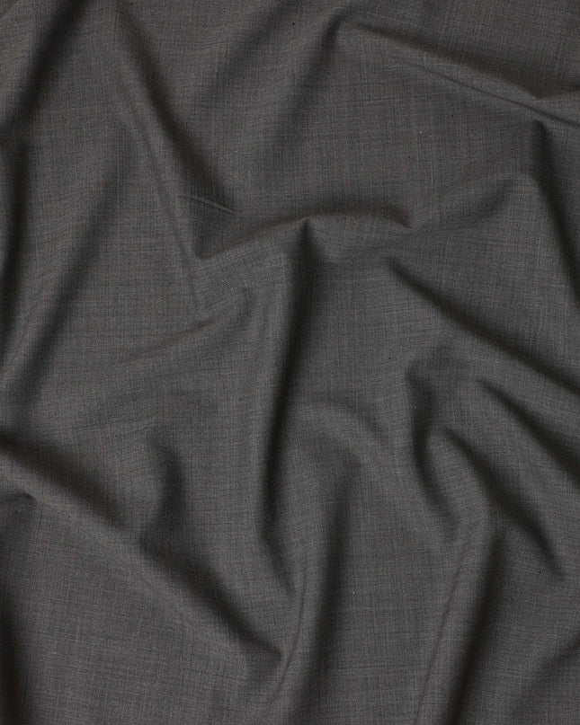 Dark Grey Solid Blended Poly Wool Suiting Fabric 150 Cms Width Smooth Soft Durable Wrinkle Resistant Material for Formal Suits Trousers Blazers-D28595 - Regal Fabrics