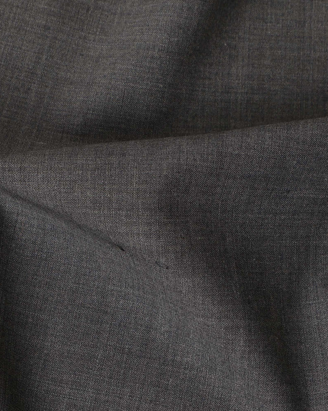 Dark Grey Solid Blended Poly Wool Suiting Fabric 150 Cms Width Smooth Soft Durable Wrinkle Resistant Material for Formal Suits Trousers Blazers-D28595 - Regal Fabrics