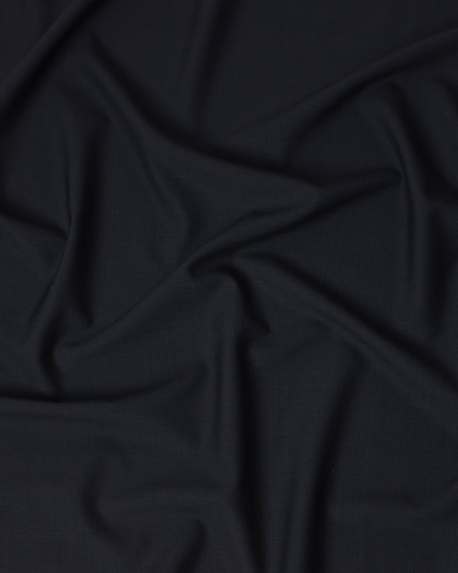Dark Navy Blue Solid Blended Poly Wool Suiting Fabric 150 Cms Width Smooth Soft Durable Wrinkle Resistant Material for Formal Suits Trousers Blazers-D28597 - Regal Fabrics