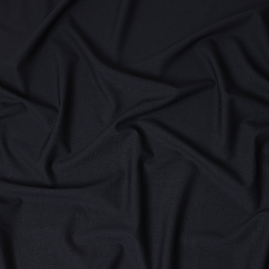 Dark Navy Blue Solid Blended Poly Wool Suiting Fabric 150 Cms Width Smooth Soft Durable Wrinkle Resistant Material for Formal Suits Trousers Blazers-D28597 - Regal Fabrics