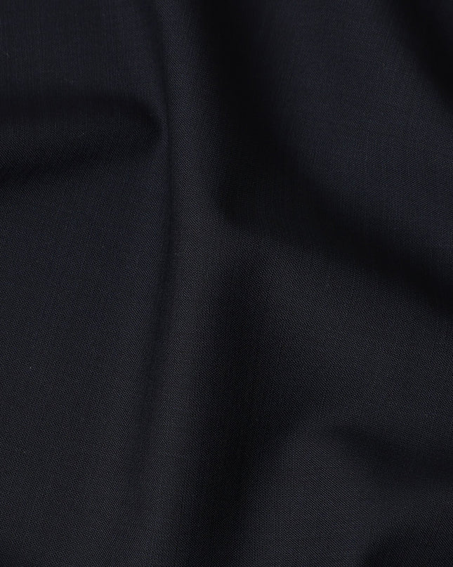 Dark Navy Blue Solid Blended Poly Wool Suiting Fabric 150 Cms Width Smooth Soft Durable Wrinkle Resistant Material for Formal Suits Trousers Blazers-D28597 - Regal Fabrics