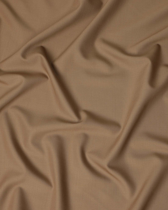 Beige Solid Blended Poly Wool Suiting Fabric 150 Cms Width Smooth Soft Durable Wrinkle Resistant Material for Formal Suits Trousers Blazers-D28603 - Regal Fabrics