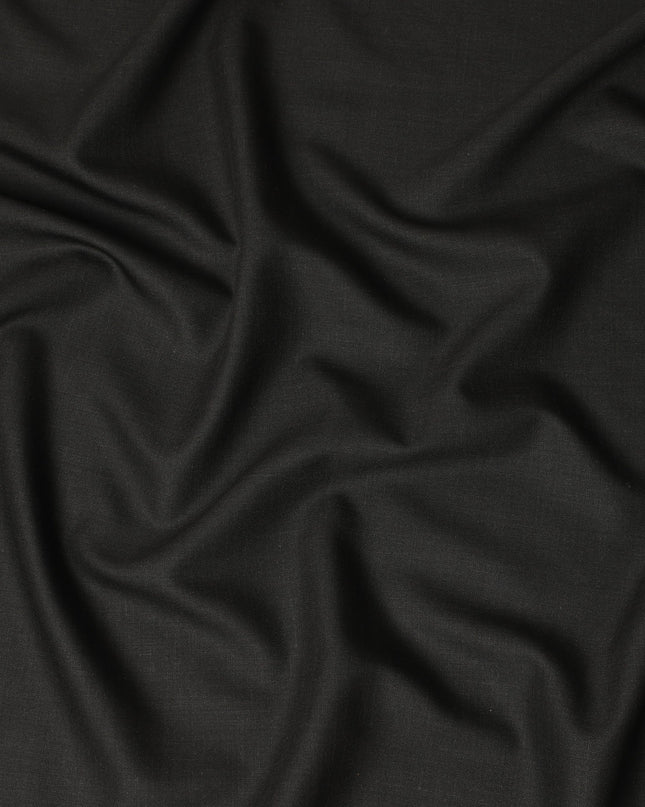 Charcoal Black Solid Blended Poly Wool Suiting Fabric 150 Cms Width Smooth Soft Durable Wrinkle Resistant Material for Formal Suits Trousers Blazers-D28594 - Regal Fabrics