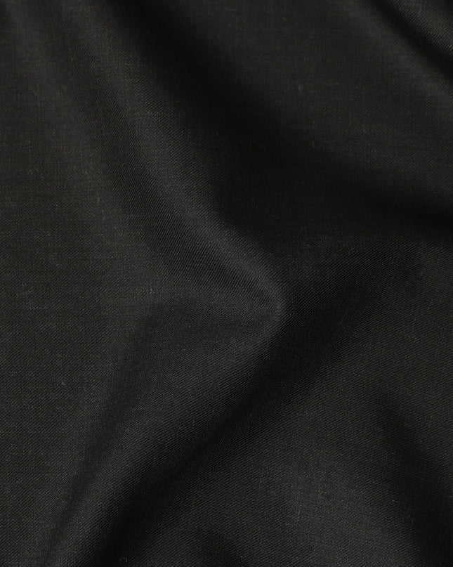 Charcoal Black Solid Blended Poly Wool Suiting Fabric 150 Cms Width Smooth Soft Durable Wrinkle Resistant Material for Formal Suits Trousers Blazers-D28594 - Regal Fabrics
