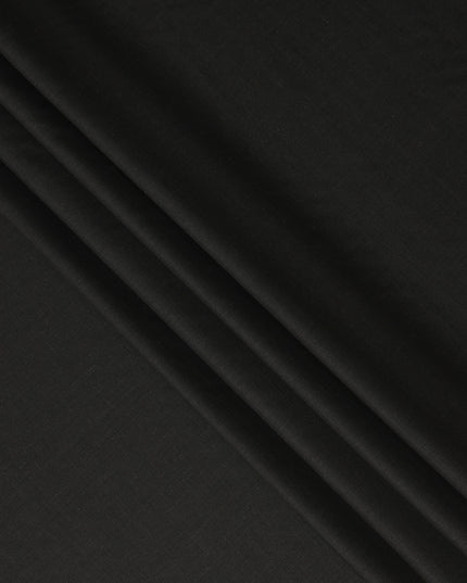 Charcoal Black Solid Blended Poly Wool Suiting Fabric 150 Cms Width Smooth Soft Durable Wrinkle Resistant Material for Formal Suits Trousers Blazers-D28594 - Regal Fabrics