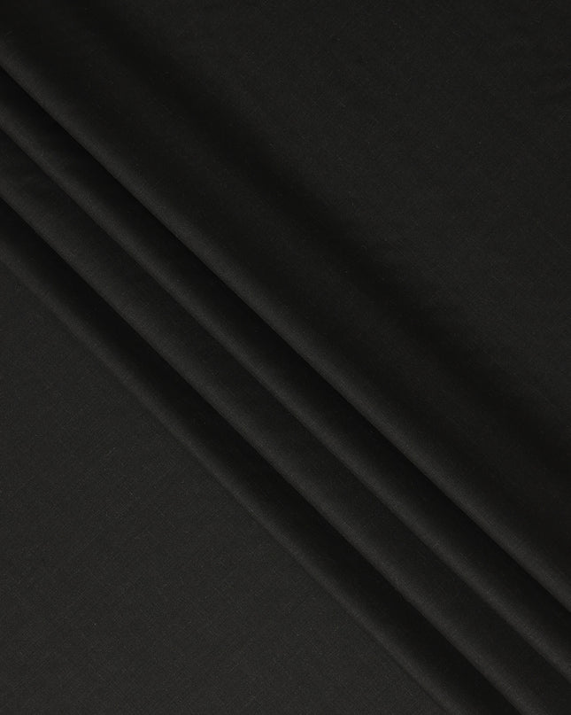 Charcoal Black Solid Blended Poly Wool Suiting Fabric 150 Cms Width Smooth Soft Durable Wrinkle Resistant Material for Formal Suits Trousers Blazers-D28594 - Regal Fabrics