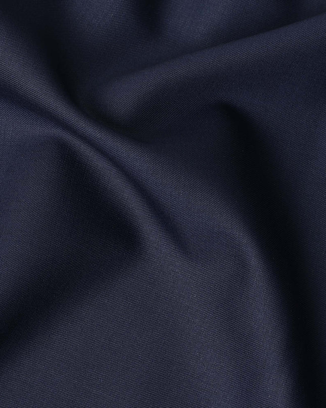 Navy Blue Solid Blended Poly Wool Suiting Fabric 150 Cms Width Smooth Soft Durable Wrinkle Resistant Material for Formal Suits Trousers Blazers-D28598 - Regal Fabrics